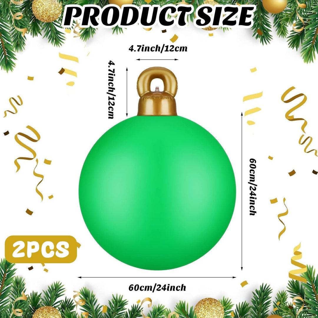 KAHEIGN 2Pcs Aufblasbare Weihnachtskugeln, 60cm Gross Weihnachtskugeln Outdoor Aufblasbar PVC Weihna