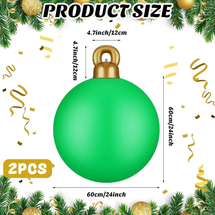 KAHEIGN 2Pcs Aufblasbare Weihnachtskugeln, 60cm Gross Weihnachtskugeln Outdoor Aufblasbar PVC Weihna