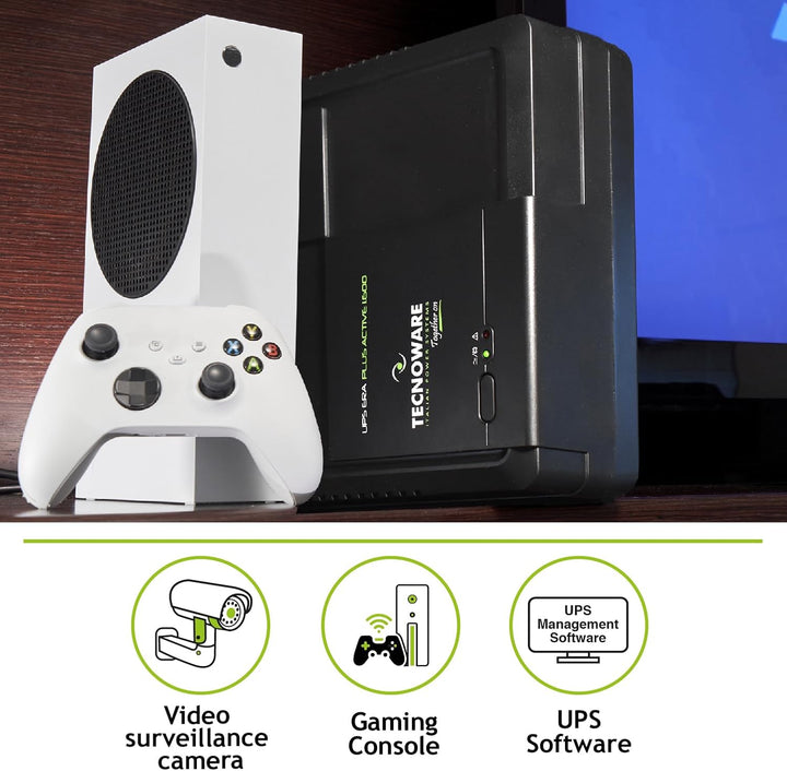 Tecnoware UPS ERA PLUS ACTIVE 1600, Unterbrechungsfreie Stromversorgung 1600 VA, Blackout-Schutz für