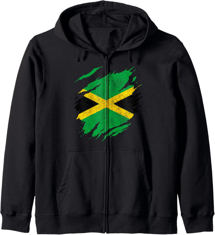 Jamaika Jamaikanische Flagge Reggae Musik Vintage Kapuzenjacke
