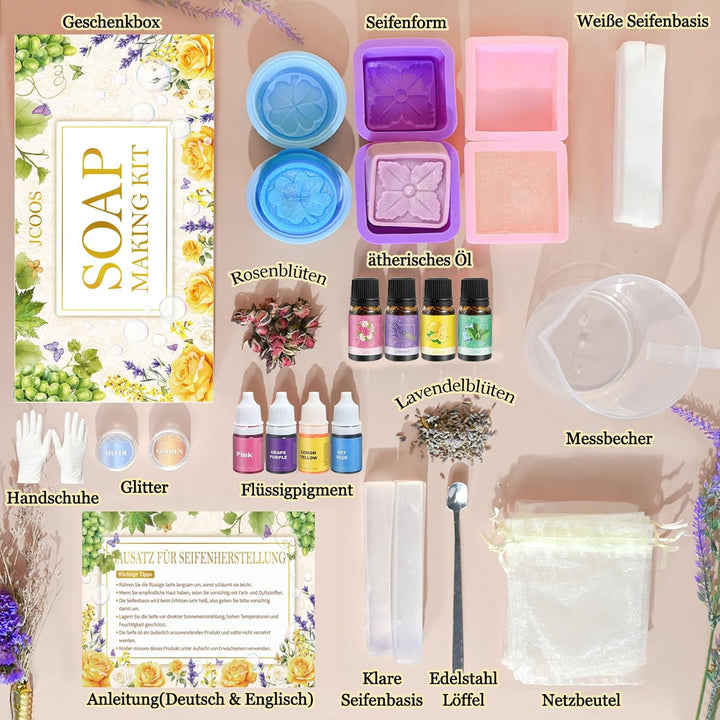 Vezerd Seife Selber Machen, Kreative Bastelset Erwachsene DIY Set Seifenherstellung mit Seifenform,