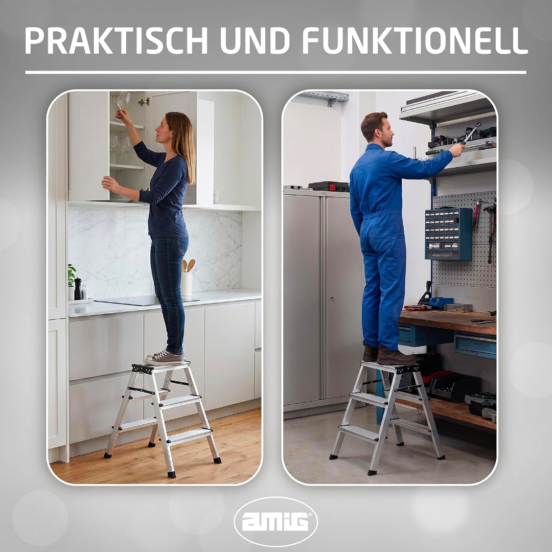 Amig Klapphocker 3 Stufen Aluminium 57x60x36 cm