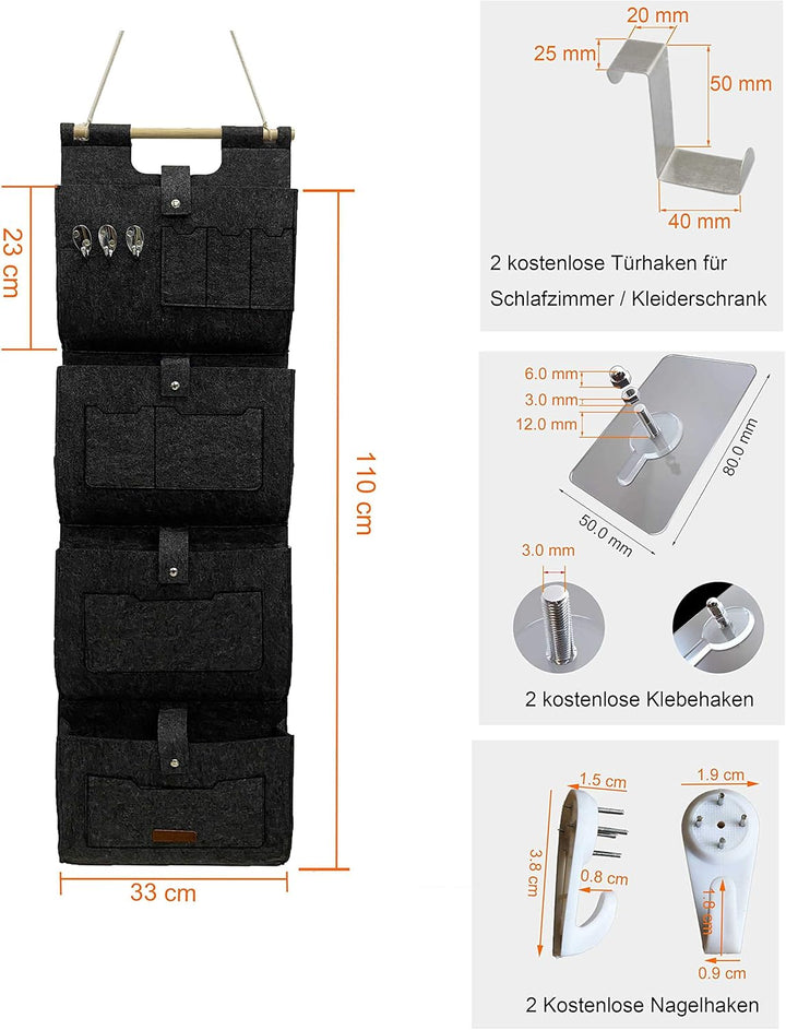 DeSen Hängeorganzier für Tür und Wand, Home-Organizer zum Aufhängen, Wandtasche, Untensilientasche,