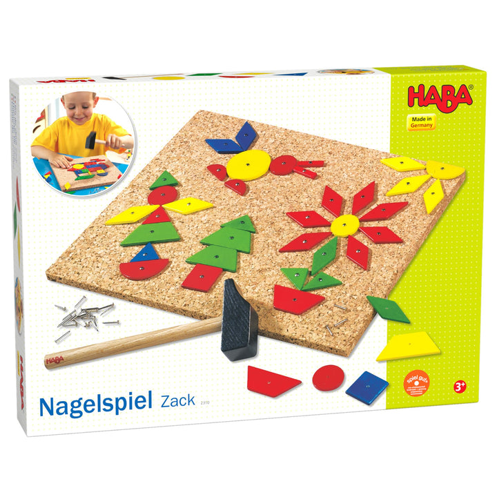 HABA 2310 Large Geo Shape Tack Zap, 102 wooden geometric shapes, ages 3 and Up (Made in Germany)