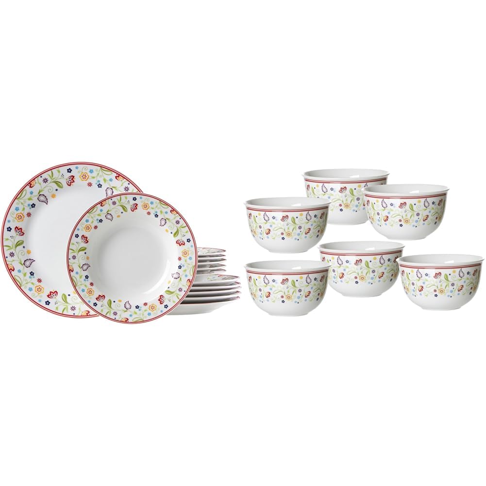 Ritzenhoff &amp; Breker Tafelservice Doppio Shanti, 12-teilig, Porzellangeschirr &amp; Müslischalen-Set Dopp