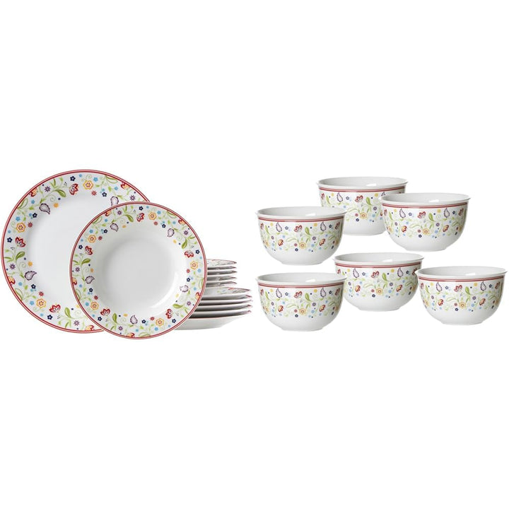 Ritzenhoff &amp; Breker Tafelservice Doppio Shanti, 12-teilig, Porzellangeschirr &amp; Müslischalen-Set Dopp