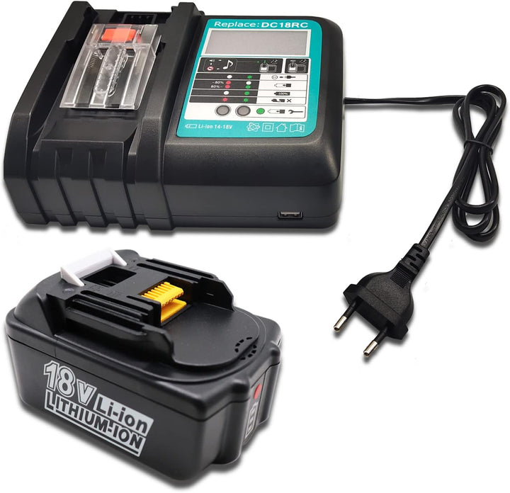 FengWings® BL1850B 18V 5000mAh Akku mit DC18RC Ladegerät Ersetzen für Makita BL1830 BL1840, Kompatib