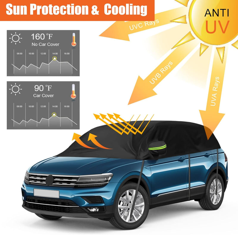 Autoabdeckung Wasserdicht Ersatz für VW Tiguan (SWB) 2007-2018/2016-2023, Halbgarage, Autohülle Auto