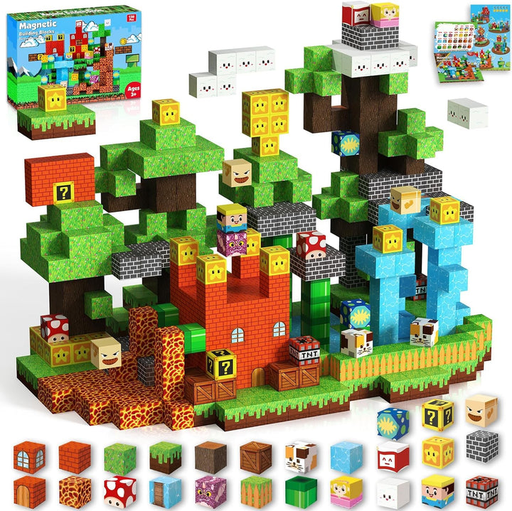 Magnetische Bausteine 150 Stück Magnetbausteine für Kinder Bauen Deine Abenteuerspiel Castle STEM Mo