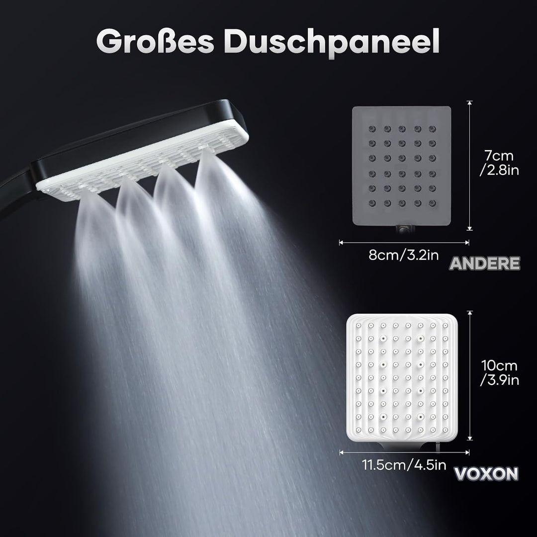 VOXON Duschkopf mit Schlauch 1.6 M, Handbrause Duschkopf Gross, Duschkopf Wassersparend Hochdruck, E