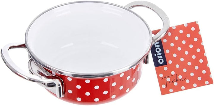 orion group Emaille Kochtopf 650 ml Ø 14 cm – Praktischer Kochtopf mit ergonomischen Griffen – Für a