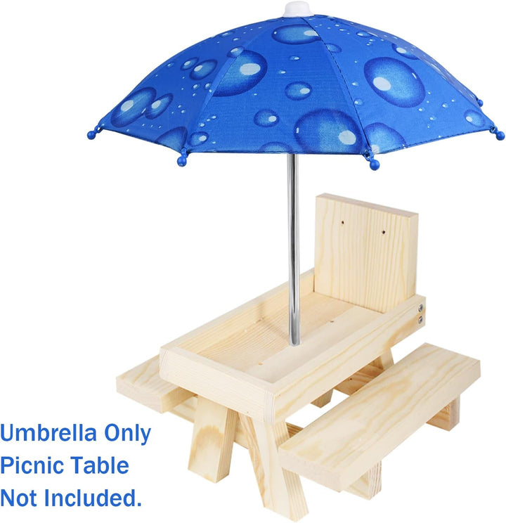 Replacement Mini Umbrella, Squirrel Feeder Picnic Table for Aliyoham Garden Ornaments Blau, Blau