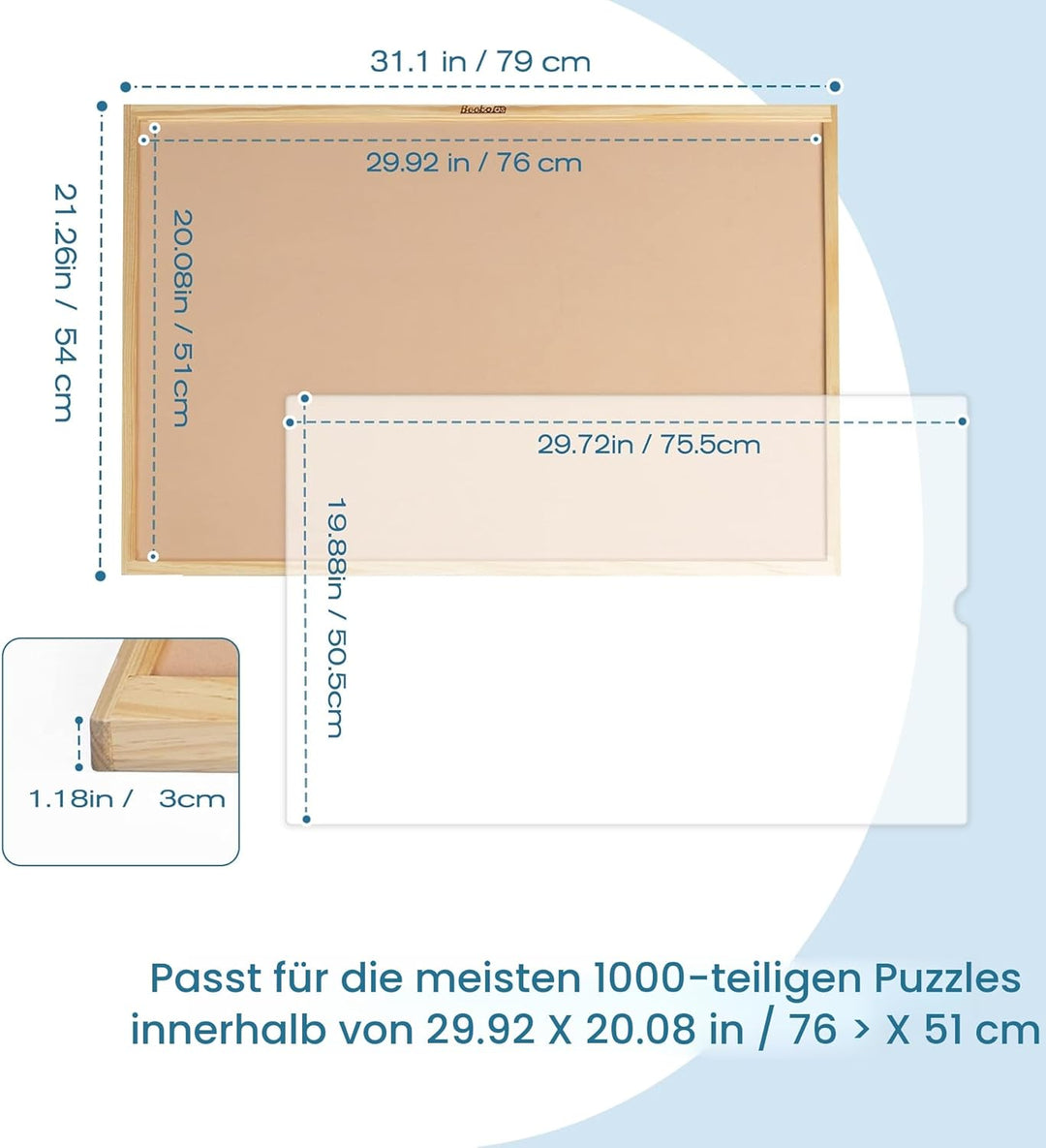 Becko US Jigsaw Puzzle Board with Clear Cover Adjustable Wooden Puzzle Easel Portable Jigsaw Puzzles