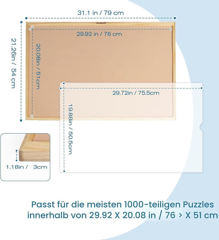 Becko US Jigsaw Puzzle Board with Clear Cover Adjustable Wooden Puzzle Easel Portable Jigsaw Puzzles