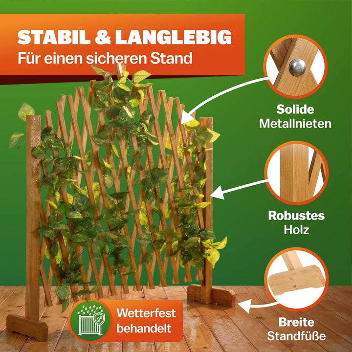 GARDEBRUK® 2er Set Rankgitter Gartenzaun bis 200cm ausziehbar faltbar Garten Balkon Spalier Rankhilf