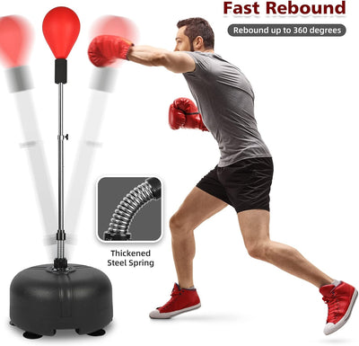 Dripex Punchingball Speedball Verstellbarer freistehender Boxsack Speed-Reflex Trainingsball für Erw