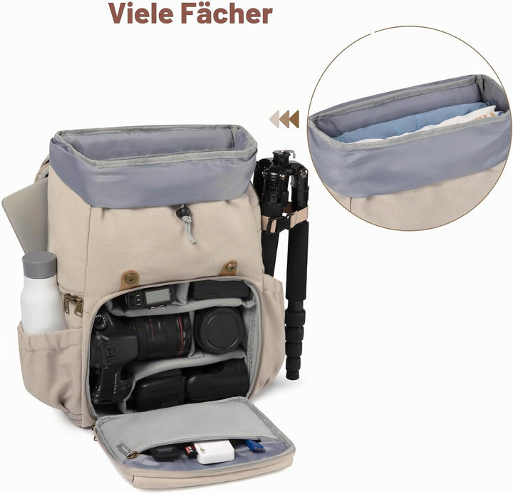 bagsmart Fotorucksack DSLR Kamerarucksack Canvas Diebstahlsicher Wasserabweisend mit Regenschutz 15