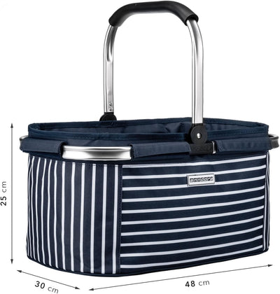 anndora Einkaufskorb NAVY 22 Liter - blau weiss gestreift Navy Gestreift