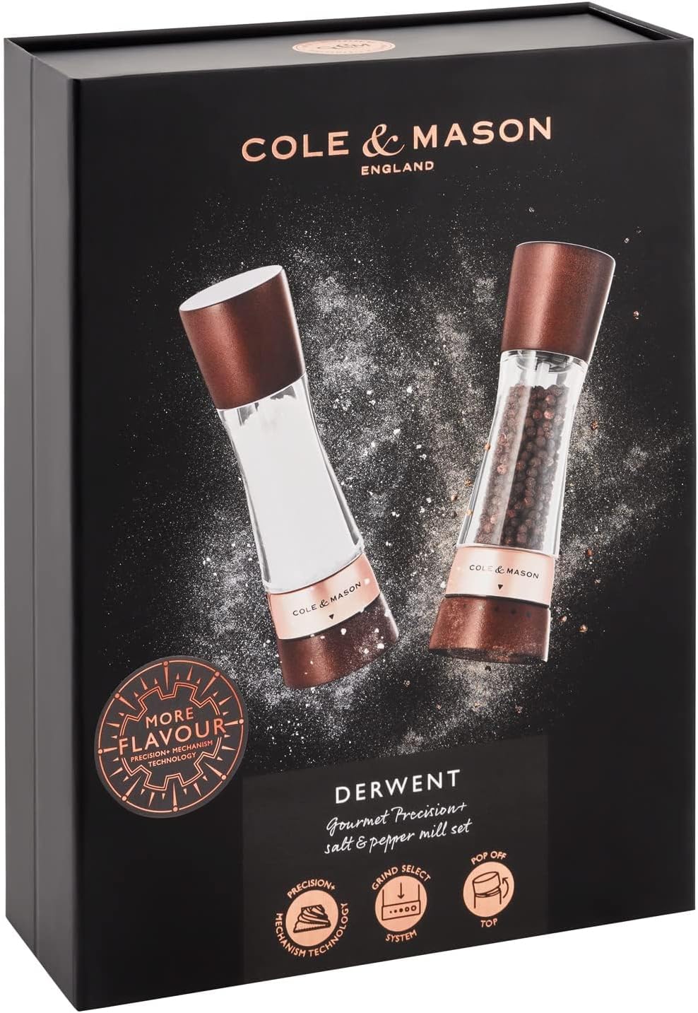 Cole &amp; Mason H332296 Derwent Kastanie Roségold Salz und Pfeffermühle,2er Set Manuell mit einstellbar