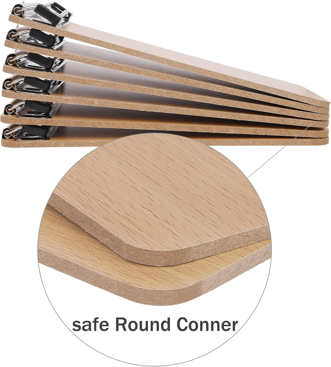 BOMKEE 6er Klemmbrett A6, Mini Schreibplatte Klemmbretter Hölzern Halter Clipboard für Hotels, Bar,