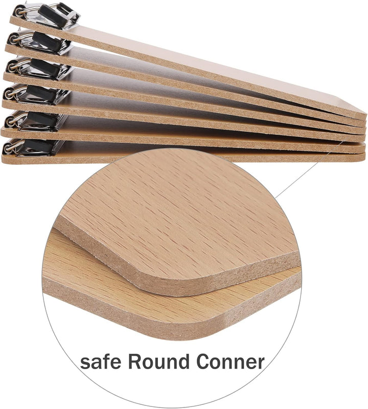 BOMKEE 6er Klemmbrett A6, Mini Schreibplatte Klemmbretter Hölzern Halter Clipboard für Hotels, Bar,