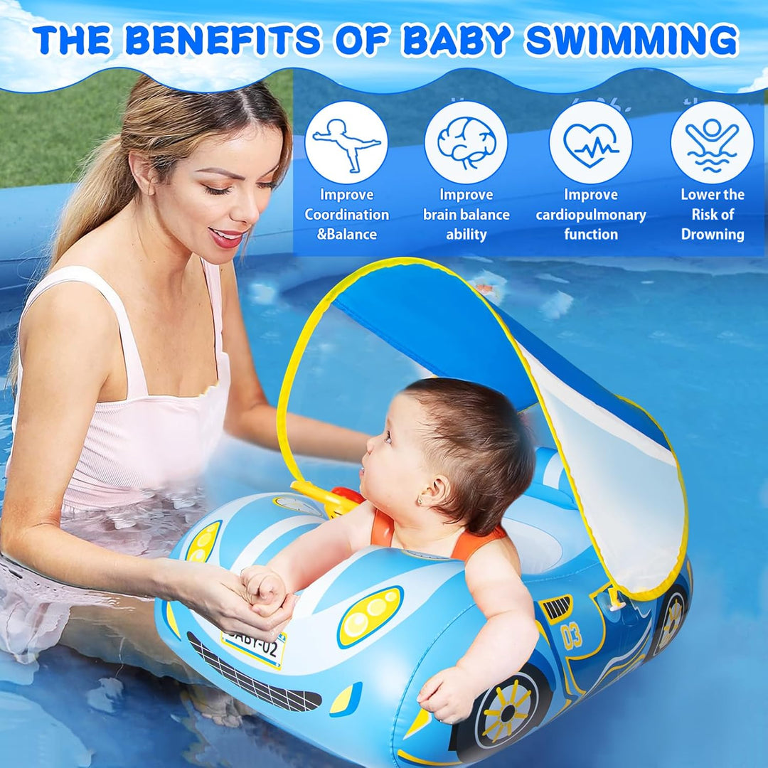 Schwimmring Baby mit Sonnendach Ninonly Upf50+ Schwimmring Baby ab 1 Jahr mit Babysitz Schwimmring B