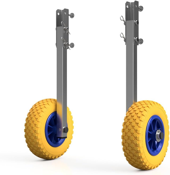 SUPROD Heckräder, Slipräder, Schlauchbooträder, Transporträder, klappbar, ET200, Edelstahl Gelb/Blau