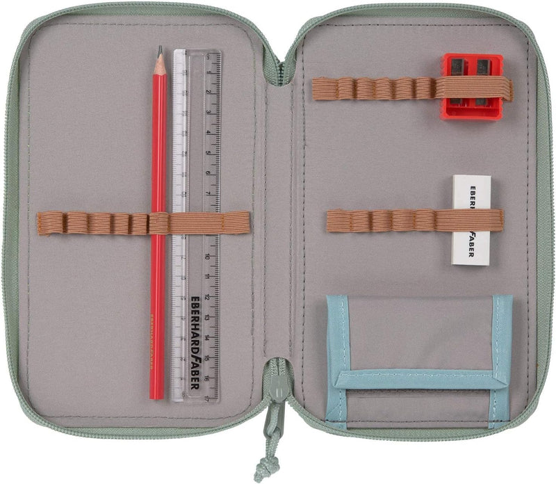 LÄSSIG Federmäppchen befüllt 20-teilig / School Triple Pencil Case Unique Gelb, Gelb