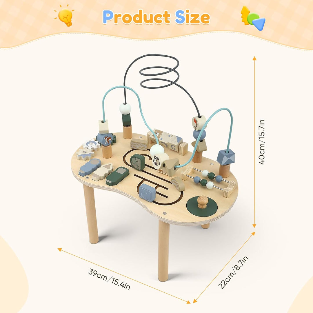 Holz-Aktivitätstisch für Kinder, Baby Montessori Spielzeug 7-in-1 Spieltisch ab 3 Jahr, Activity Cen