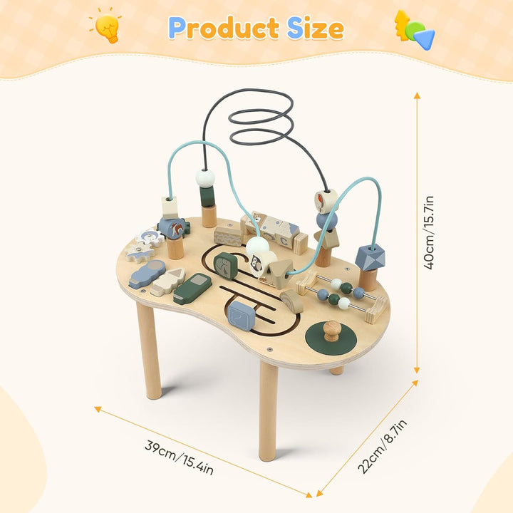 Holz-Aktivitätstisch für Kinder, Baby Montessori Spielzeug 7-in-1 Spieltisch ab 3 Jahr, Activity Cen
