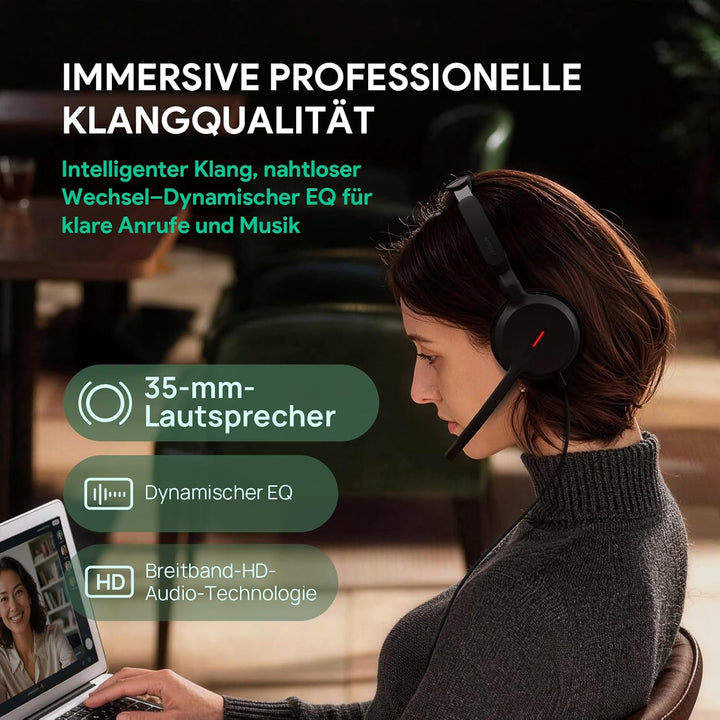 Yealink UH44 Kabelgebundenes Headset Dual USB PC Headset mit Dual‑Mikrofon Geräuschunterdrückung USB