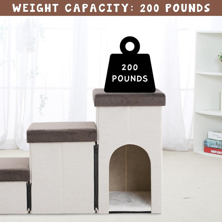 3 Stufen hundetreppe für kleine Hunde hundetreppe mit stauraum für Bett Sofa 44cm hoch katzentreppe