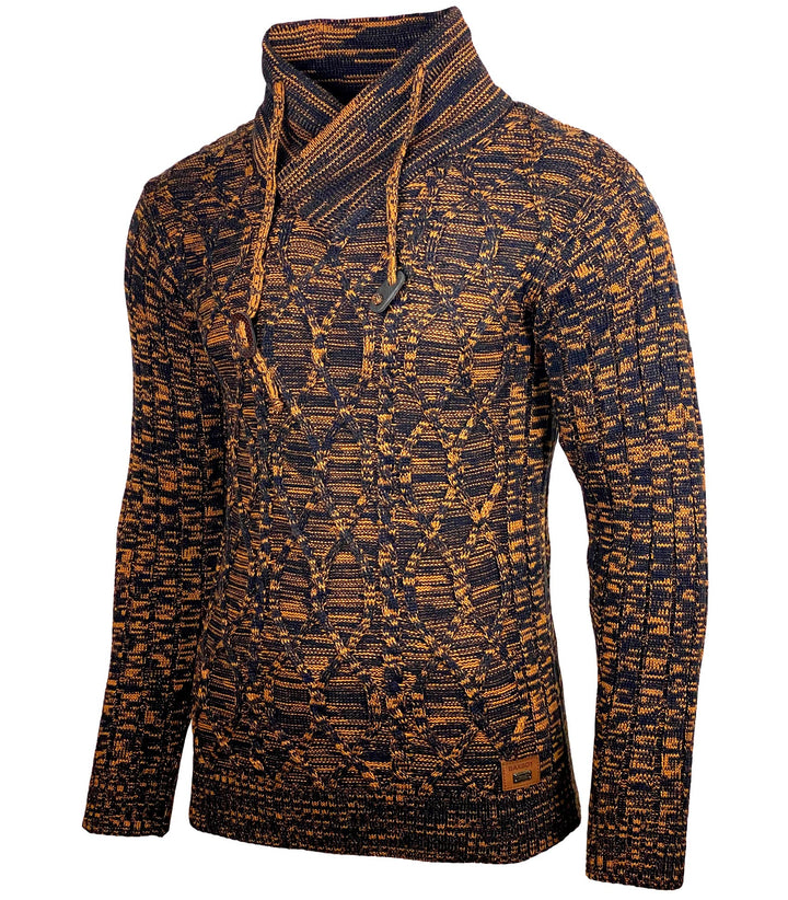 Baxboy Herren Grobstrick Pullover Strickpullover Stehkragen Winter-Freizeit-Jacke Muster Design Meli
