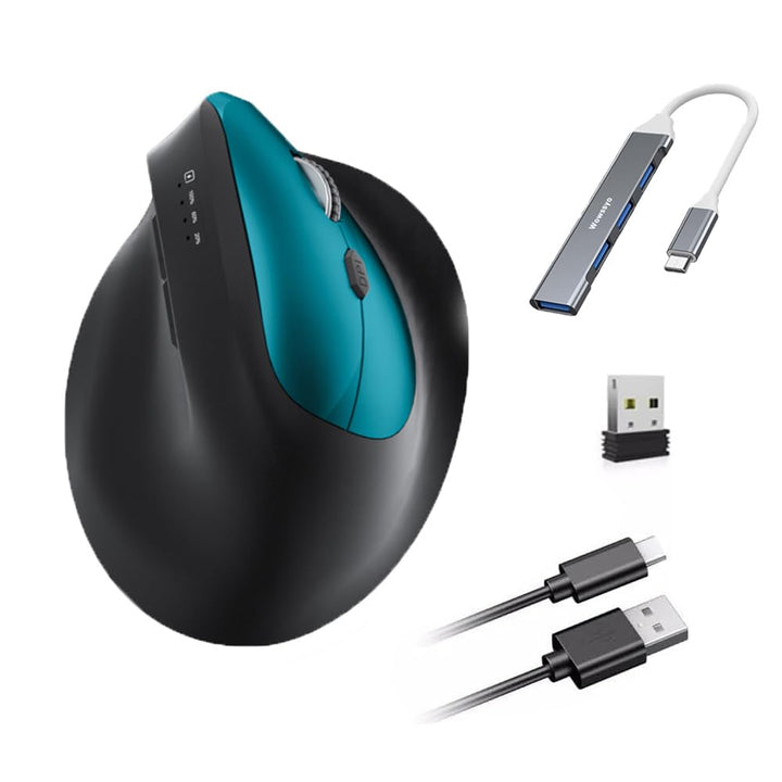 Funkmaus Ergonomisch 3 Modi [Bluetooth 5.2, 2.4 G, Kabelgebundene] Wireless Vertikale, Wiederaufladb