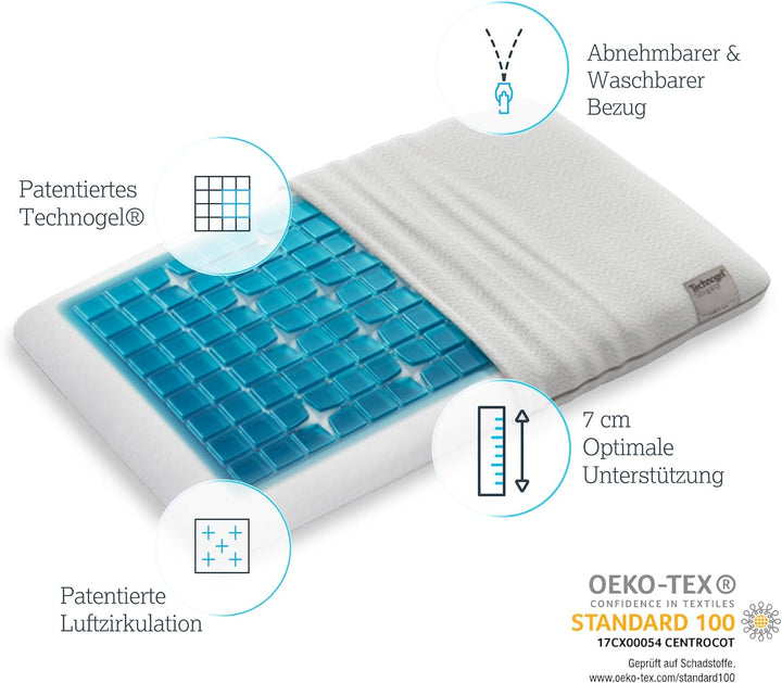 Technogel® Deluxe Orthopädisches Nackenstütz-Kopfkissen – Patentiert, Schadstofffrei & Zertifiziert