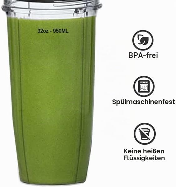 950ml Cup Becher Ersatzteile kompatibel mit Ninja Auto iQ Küchenmaschine CB350EU BN800EU BN750EU BN4