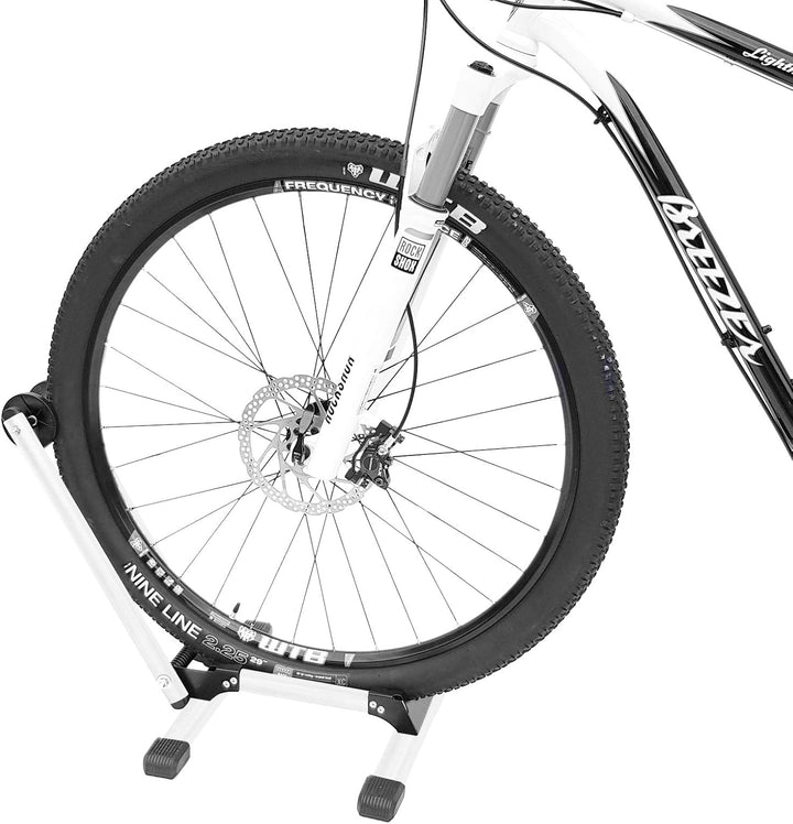 WELLGRO Fahrradständer - für Vorderrad oder Hinterrad, Stahl, weiss, platzsparend zusammenklappbar