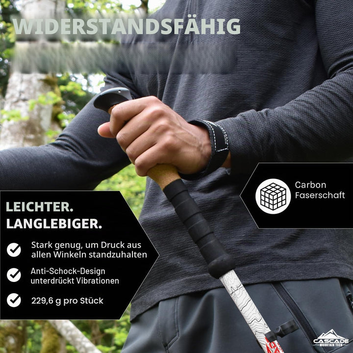 Cascade Mountain Tech Trekkingstöcke, Karbonfaser, mit schnell verstellbaren Verriegelungen, 2 Stück