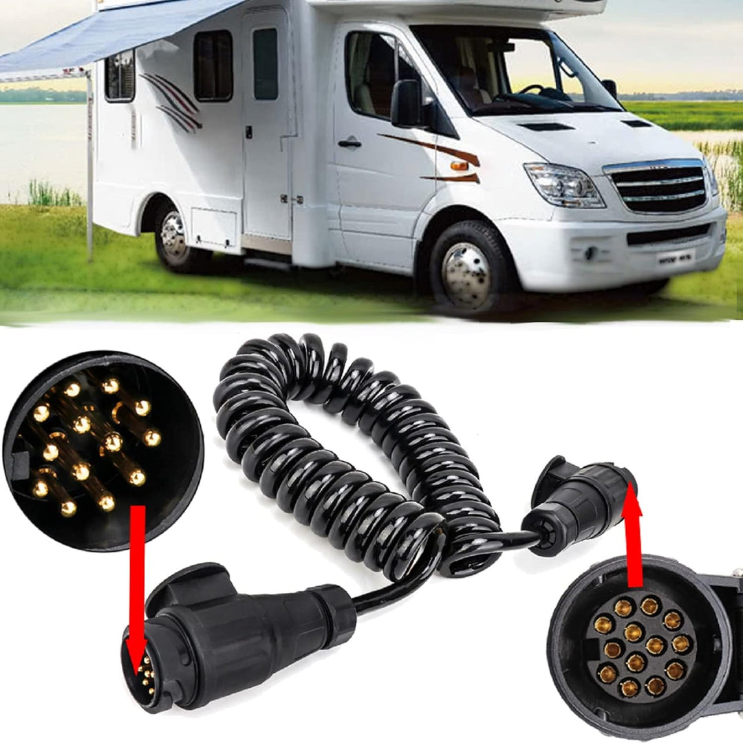 ColdShine 13-adriges Spiralkabel Anhängerkabel 1M Wohnmobil-Steckeradapter für Nutzfahrzeuge Auflieg