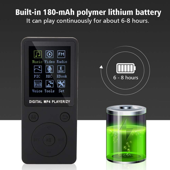 Diyeeni MP4-Player mit Kopfhörer, wiederaufladbarer MP3-Player mit UKW-Radio, Sprachaufzeichnung, Vi