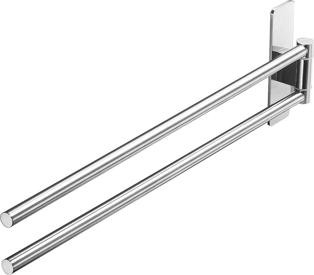 Dvocel Handtuchhalter Schwenkbar 2 Armig Handtuchhalter ohne Bohren aus 304 Gebürstet Edelstahl Hand