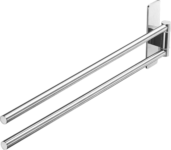 Dvocel Handtuchhalter Schwenkbar 2 Armig Handtuchhalter ohne Bohren aus 304 Gebürstet Edelstahl Hand