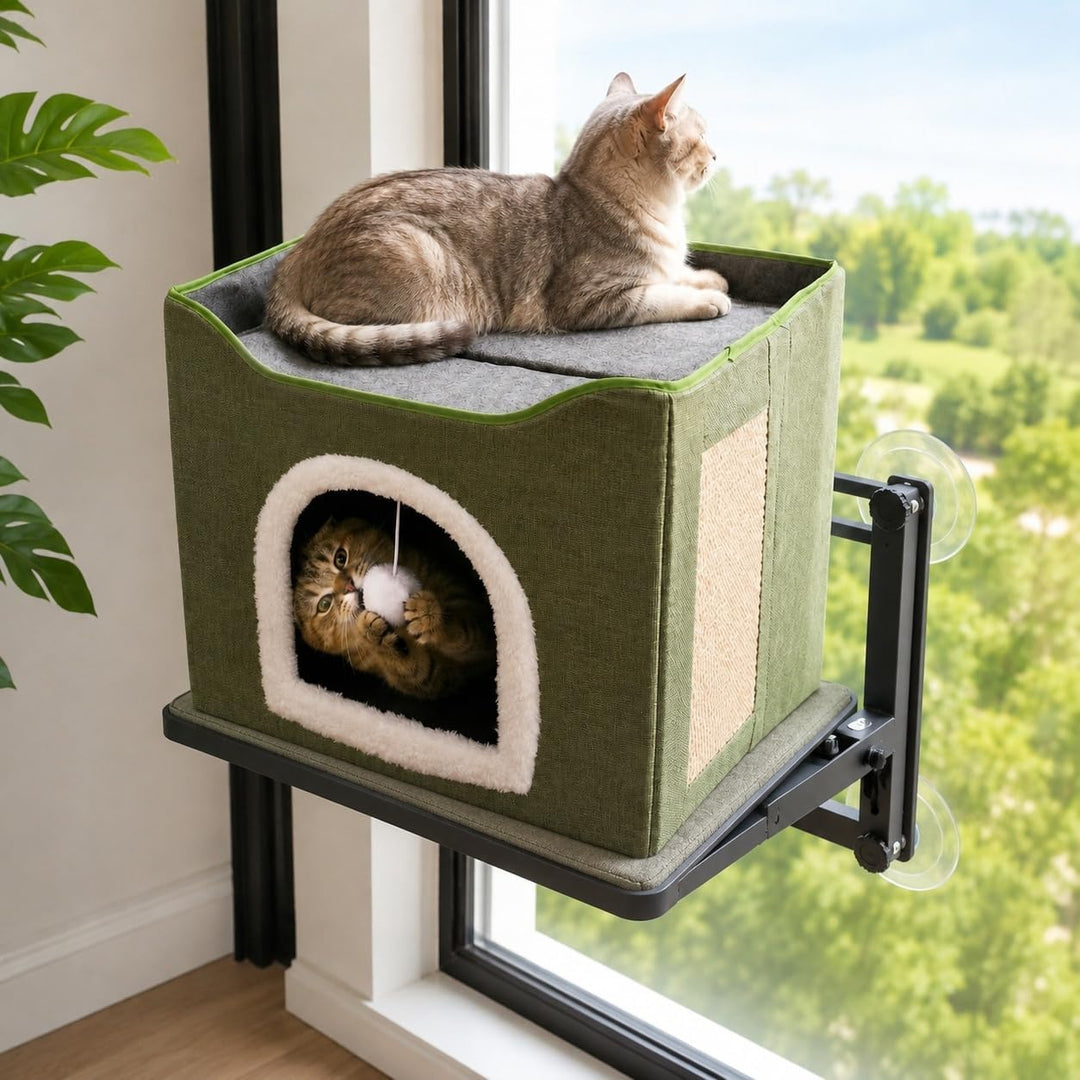 FURRYPAWS Katzenhöhle - Gemütliches Katzenhaus für drinnen und draussen, Ideal als Katzenhaus Indoor