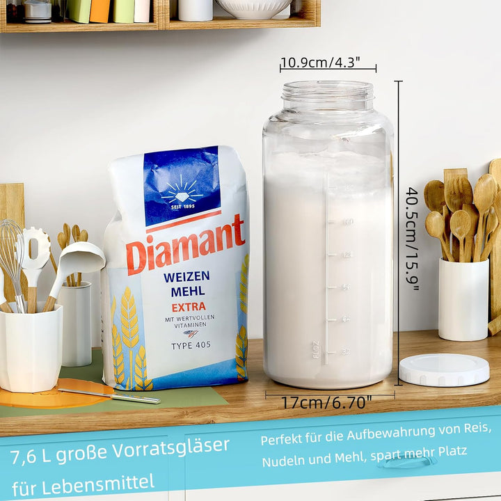 7,6 Litre Gross Fermentierglas mit Luftschleuse - Gärglas Fermentationsgläser Sauerteig Starter Set