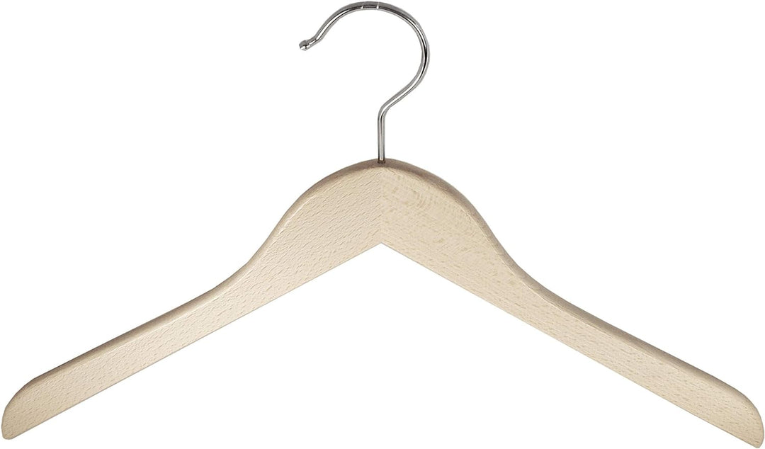 Holzbügel für Oberteile, Blusenbügel, flach, 45 cm, natur, 5 Stück