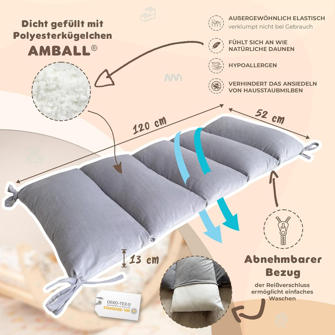 WoodsCraft Kletterbogen mit Kissen & Rutsche Indoor | Wippe Kinder & 2in1: Babyrutsche & Rampe | Hol