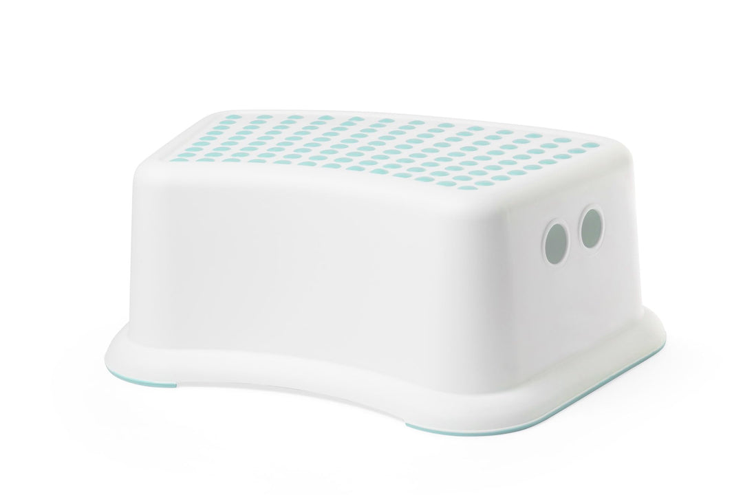 IKEA Kinderhocker FÖRSIKTIG Tritthocker Schemel - 13 cm hoch - weiss/türkis