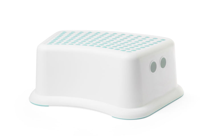 IKEA Kinderhocker FÖRSIKTIG Tritthocker Schemel - 13 cm hoch - weiss/türkis