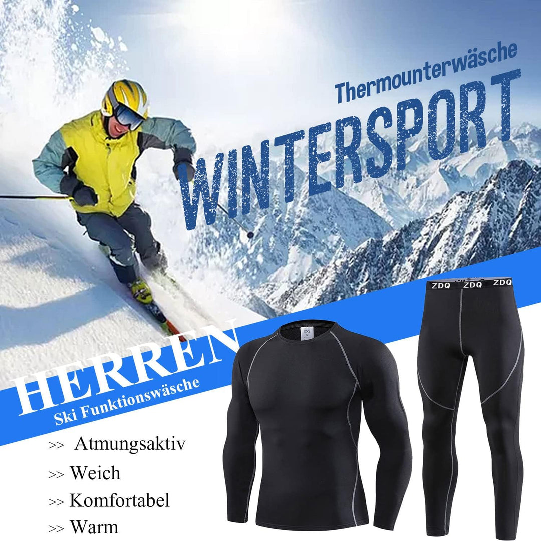 ZDQ Thermounterwäsche Herren Winter Skiunterwäsche Set Atmungsaktiv Funktionsunterwäsche, Gr.S-XXL X