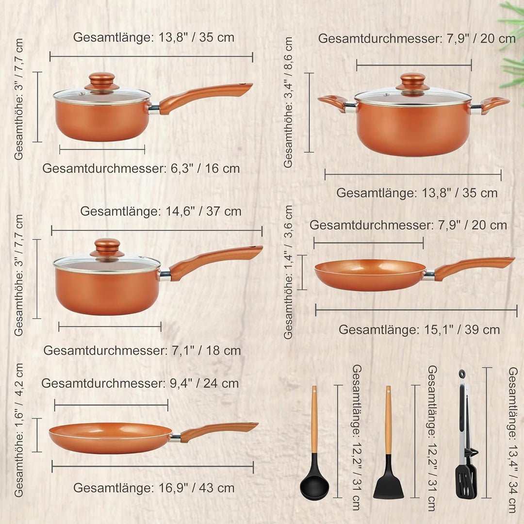 Antihaft-Kochgeschirr-Set, 11-teilig, ofen- und grillfest (350 °F), Töpfe und Pfannen, Küchenkochset